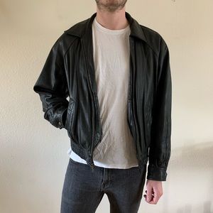 Genuine leather bomber jacket